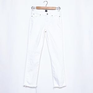 gap white denim frayed ankle jeans
